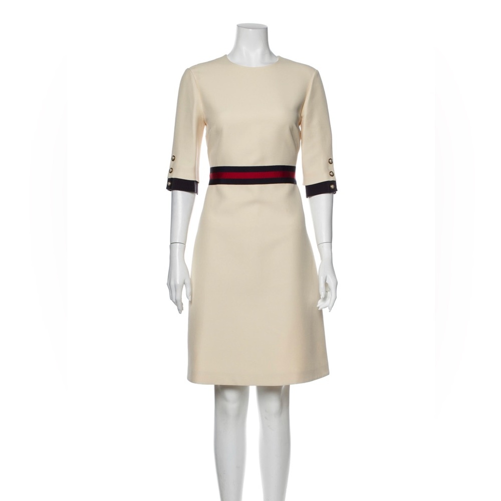 Gucci
Women's White Grosgrain-trimmed Wool And Silk-blend Cady Dress